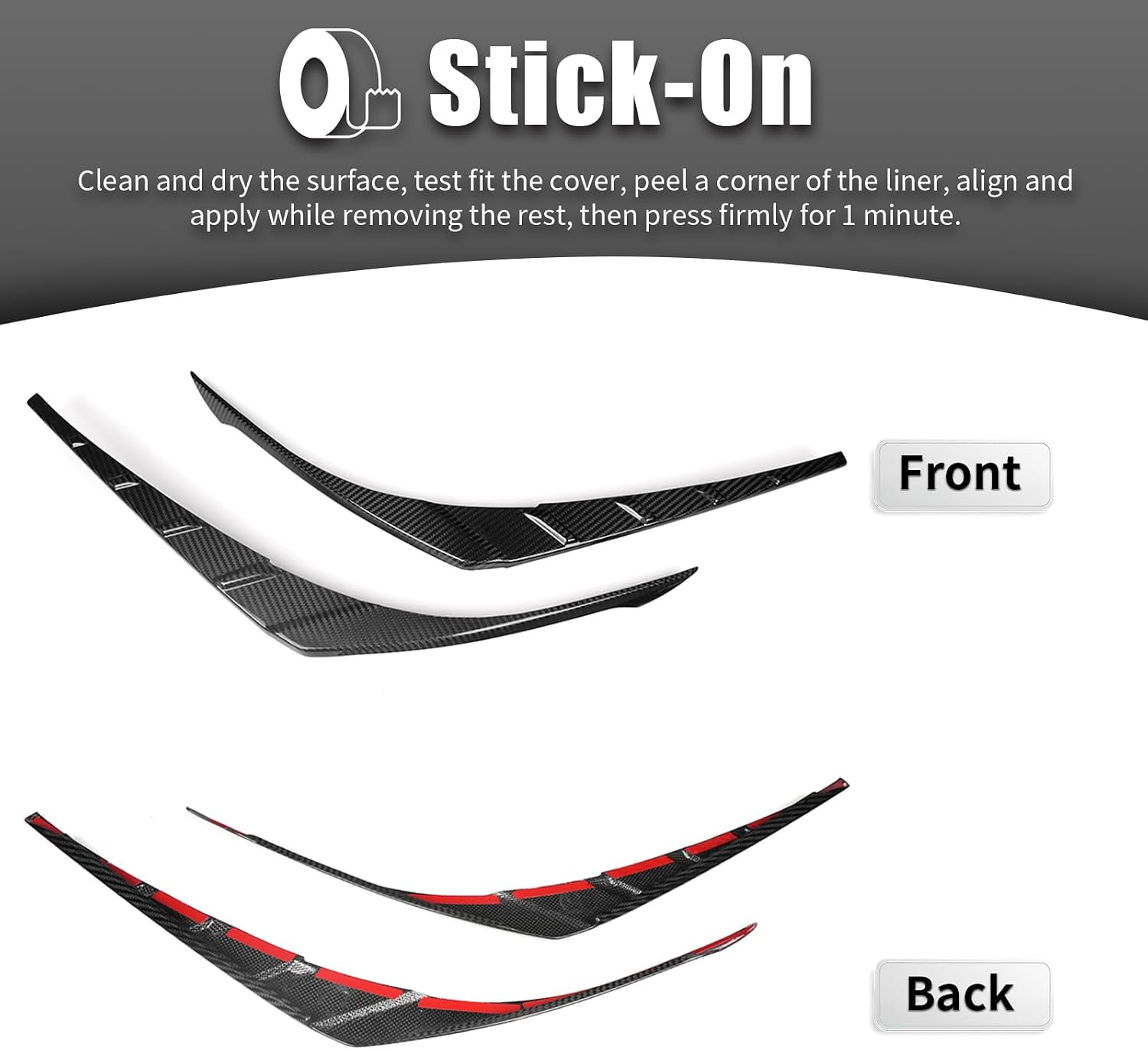 Yogen Dry Carbon Fiber Rear Tail Light Cover Bezel for LC LC500 LC500h Z100 2018 2019 2020 2021 2022 2023 2024 2025 2026 Taillight Eyelid Strip Rear Tail Lamp Trim (Glossy Carbon Fiber)