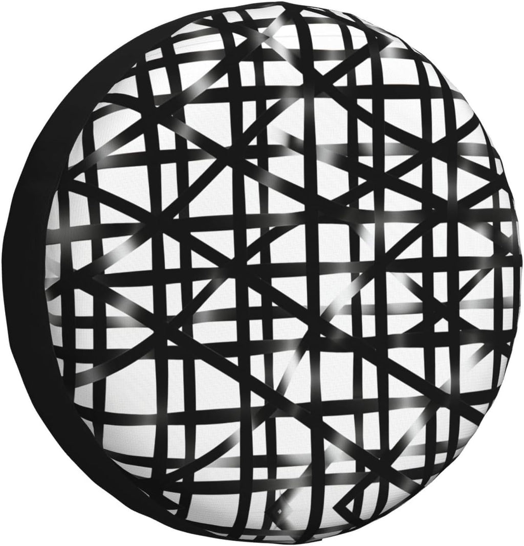 Black Diagonal Grid Print Universal Spare Tire Cover for RV, Jeep | Wheel Protector Fits Rv, Trailer, Jeep, Shield Tires From Sun, Dirt And Rain For Outdoor Storage