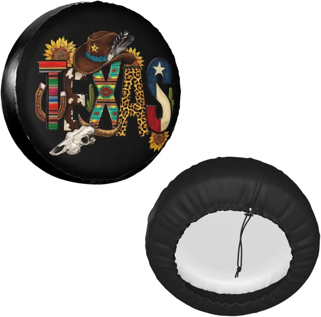 Texas Boho Spare Tire Cover Universal for Rv Suvs Trucks Camper Travel Trailers, Waterproof Polyester Wheel Protector Covers Outdoor,15 inch