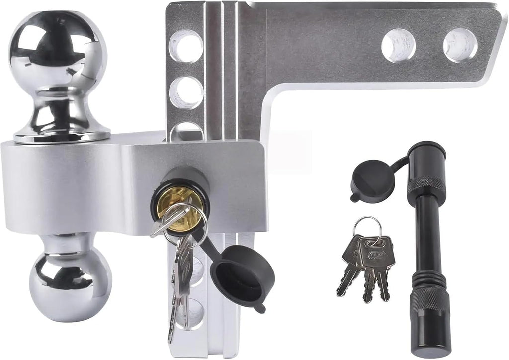 Adjustable 2" Trailer Hitch 6" Rise/Drop Dual-Ball 12500 LBS GTW with Locks