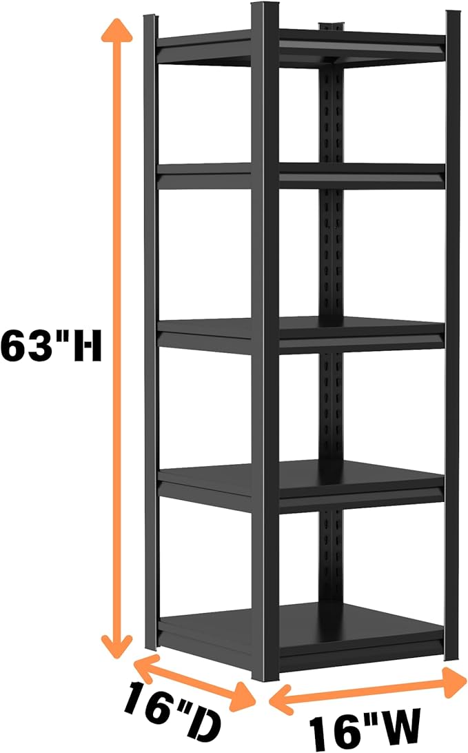 Metal Garage Shelving Unit, Heavy Duty 5-Tier Adjustable Storage Rack, Steel - Image 3