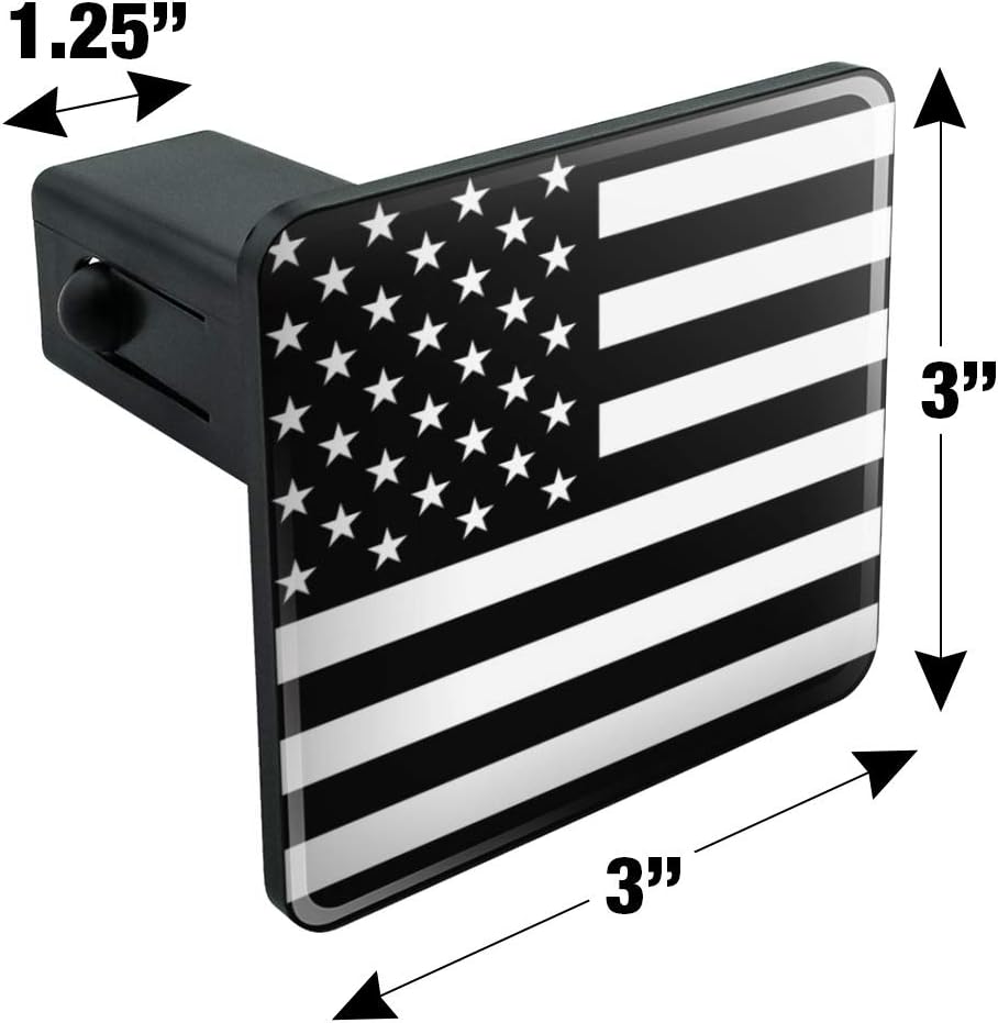 GRAPHICS & MORE Subdued American USA Flag Black White Military Tactical Tow Trailer Hitch Cover Plug Insert 1 1/4 inch (1.25")