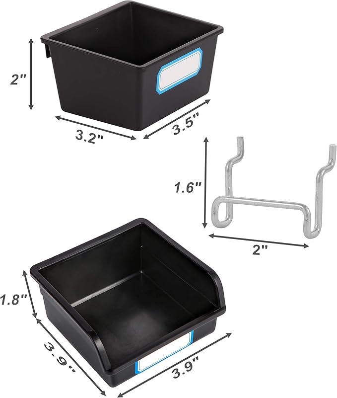 FRIMOONY Pegboard Bins with Hooks and Labels, - Image 4