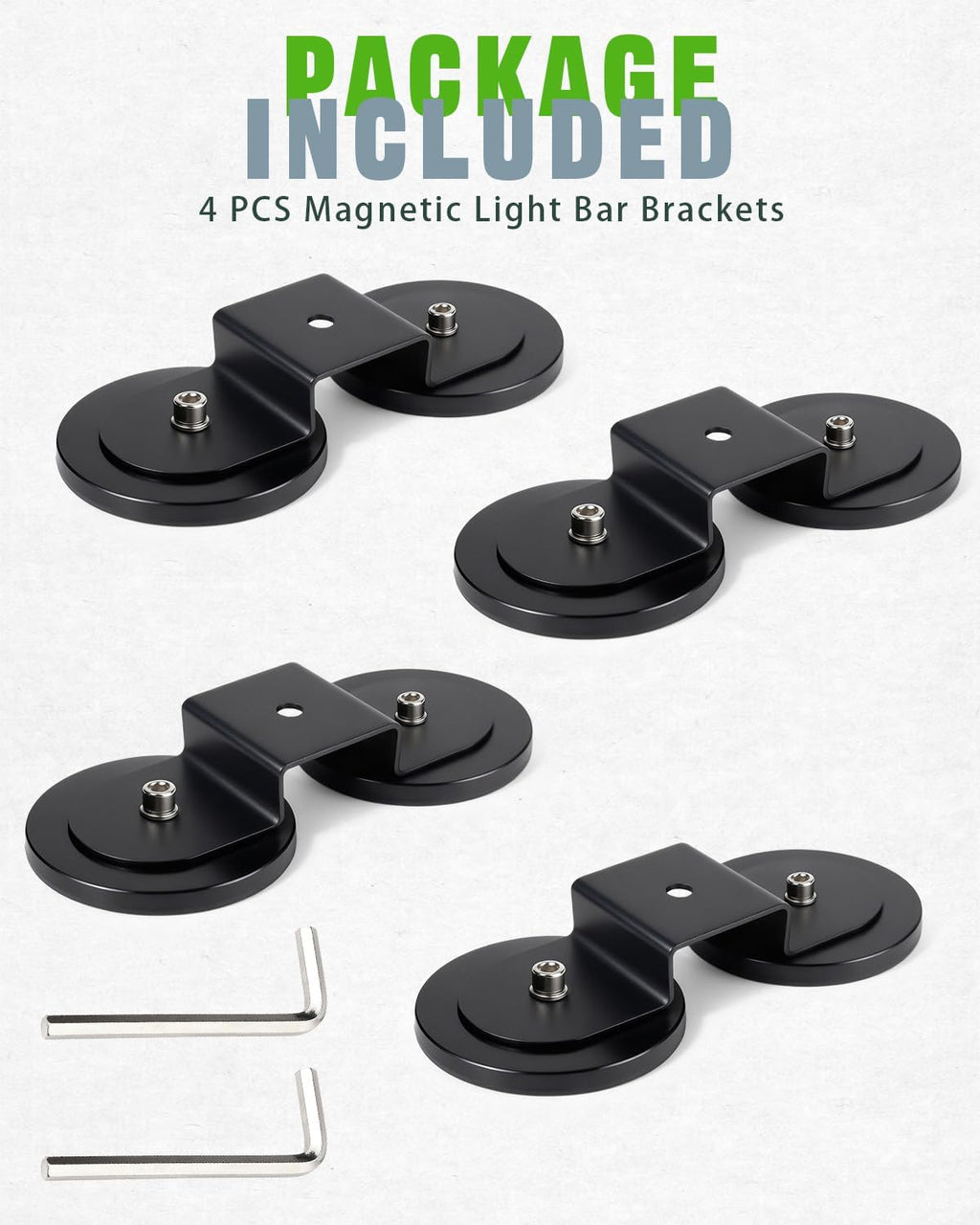 4PCS Magnetic LED Light Mounting Brackets, Magnet Base with Rubber Protection Universal Fit for LED Pods & Light Bars