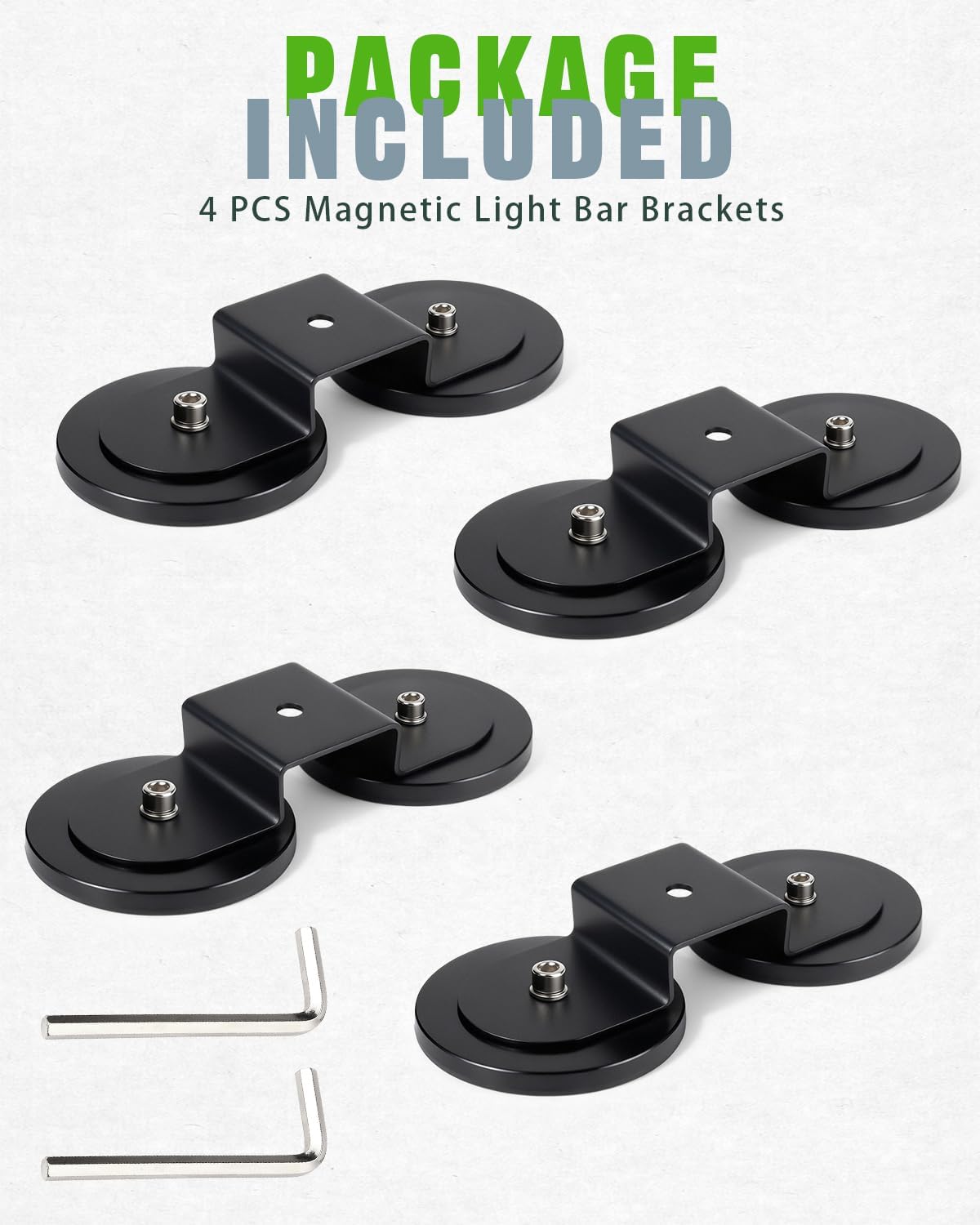 4PCS Magnetic LED Light Mounting Brackets, Magnet Base with Rubber Protection Universal Fit for LED Pods & Light Bars