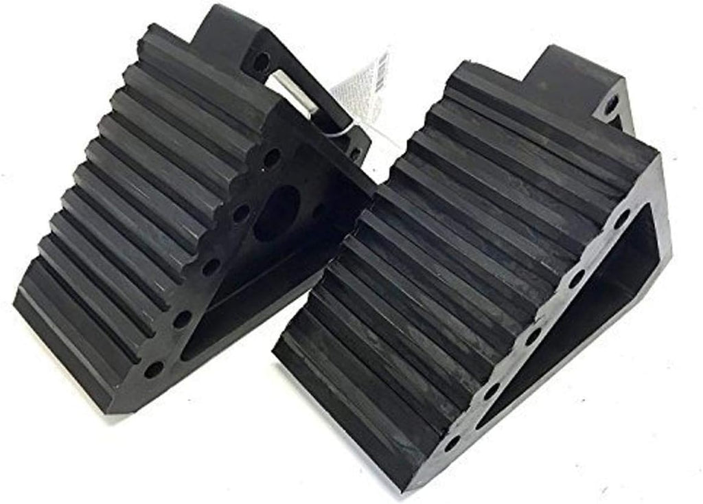 Sunex 1310 10-Ton Medium Height Pin Type Jack Stands, Pair & MAXXHAUL 70472 Solid Rubber Heavy Duty Black Wheel Chock 2-Pack, 8" x 4" x 6"