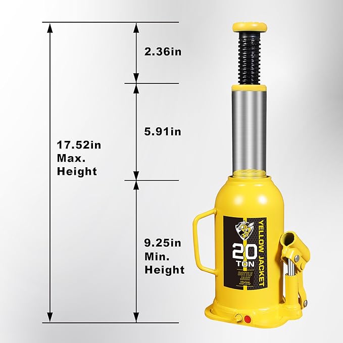 YELLOW JACKET 20 Ton Muti-Directional Welded Bottle Jack, Horizontal Bottle
