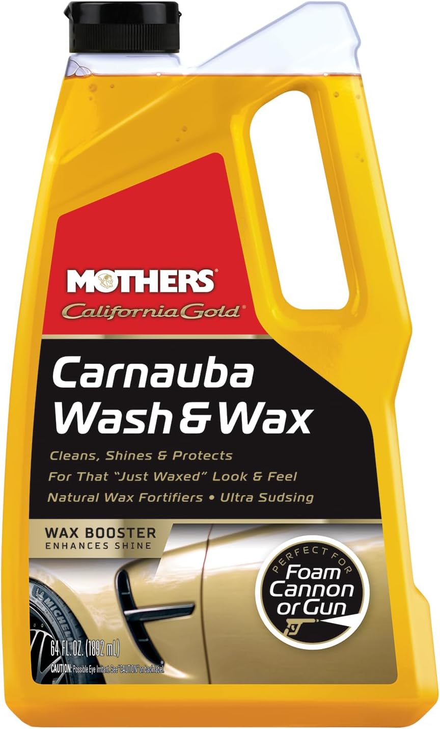 Mothers California Gold Carnauba Wash & Wax, 64 oz. (05674) | Cleans, Shines & Protects, Gentle, pH Balanced, Ultra-Sudsy, Spot-Free, Brilliant Finish, Won't Strip Wax or Ceramic