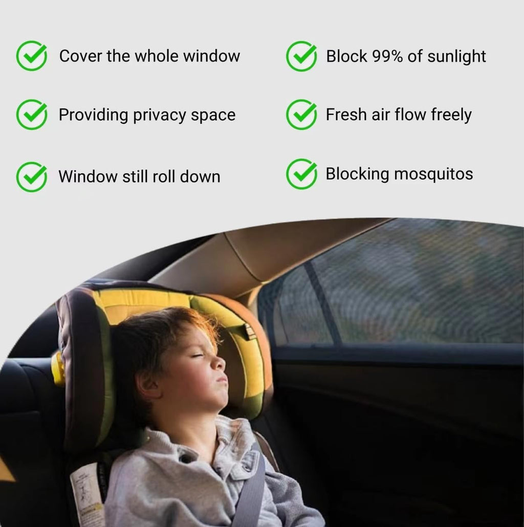 2Pack Large Size Super Elastic 42" to 53" Car Window Sunshades, for Large SUV, Pickup, Truck, Minivan, Breathable Mesh Window Screen, Side Window Screen for Car Camping