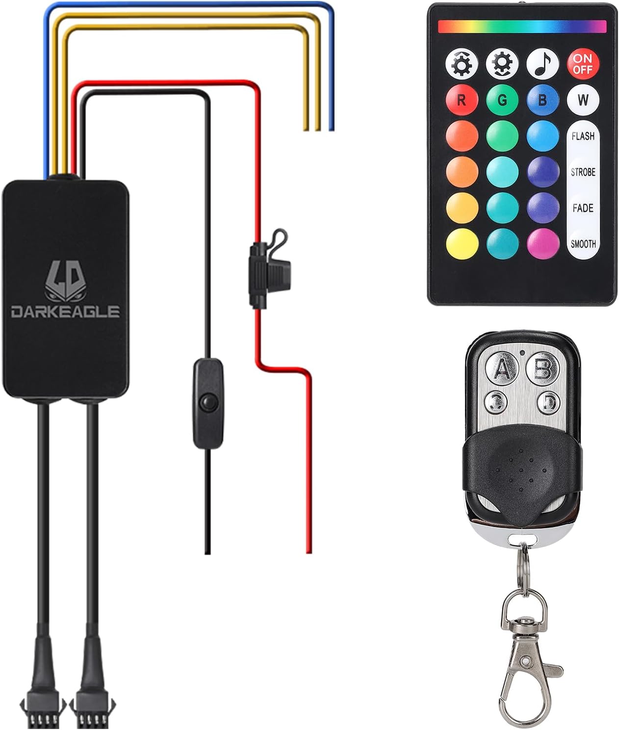 Replacement Controller Control Box for Motorcycle LED Lights 8/12/14/16/18/20 LED Light Kits with APP/IR/RF Control Brake Turn Signal