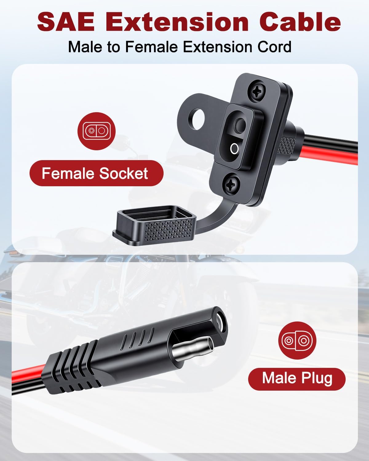 EXTRACTME Motorcycle Battery Charger Bracket, Charging Port Mount Fit for Harley Road Glide FLTRX & Street Glide FLHX 2024-2025 & Road Glide ST, SAE Charging Port Mount with Cable Holder