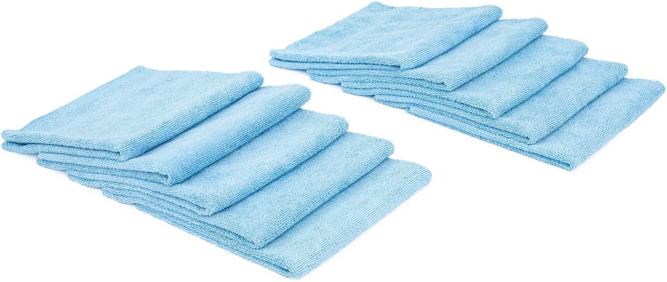The Rag Company - Edgeless 300 - Microfiber Detailing Towels, Perfect for Removing Polishes, Sealants, and Glaze; Great for Interior Cleaning and Dirty Jobs; 300GSM, 16in x 16in, Light Blue (10-Pack)
