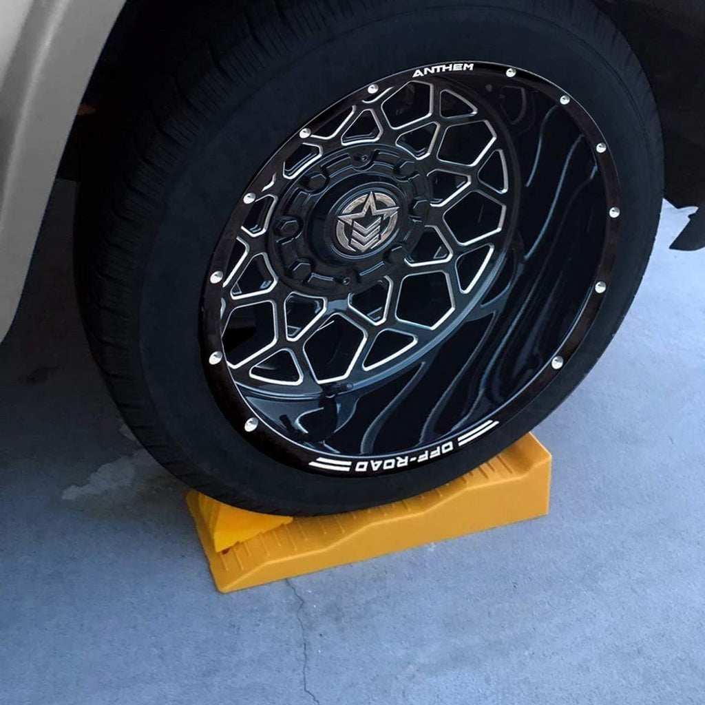 VaygWay RV Leveling Ramps– Automotive Camper Trailer Leveler Wheel Chock – Stabilizing Uneven Ground and Parking – 2 Pk Yellow Auto Blocks for Trailer Car SUV