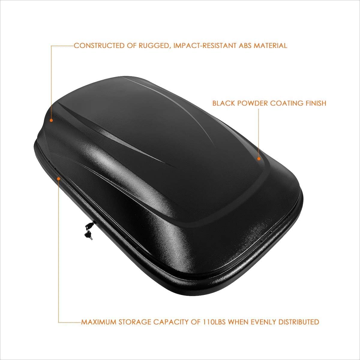 Rooftop Cargo Carrier for Car Storage - Roof Rack Style Carrier - Heavy Duty Hard Shell Car Top Carrier Weatherproof Storage - 11 Cubic Ft 110 Lb Capacity, Black