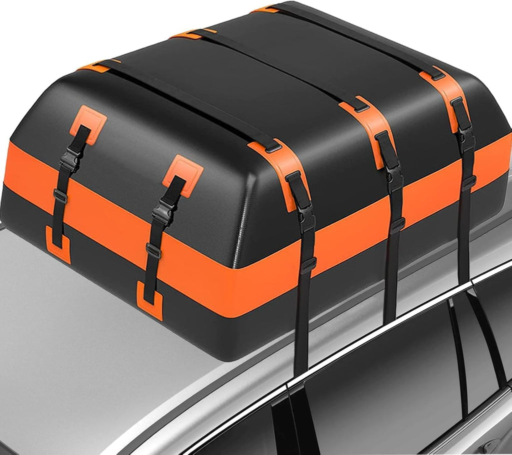 Waterproof Rooftop Cargo Bag, 21 Cu Ft Roof Carrier for SUVs and Road Trips | 21 Cu Ft Large Capacity, 840D Waterproof PVC, Heat-Welded Seams, Anti-Slip Mat, Lock, 6 Door Hooks for Secure Travel