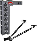 GEN-Y Hitch Tow Hitch for 2" Receiver - 15" Drop/Rise with 7 Adjustable Positions, Includes Stabilizer Kit, 16,000 lbs Towing Capacity, 2,000 lbs Tongue Weight, Silver