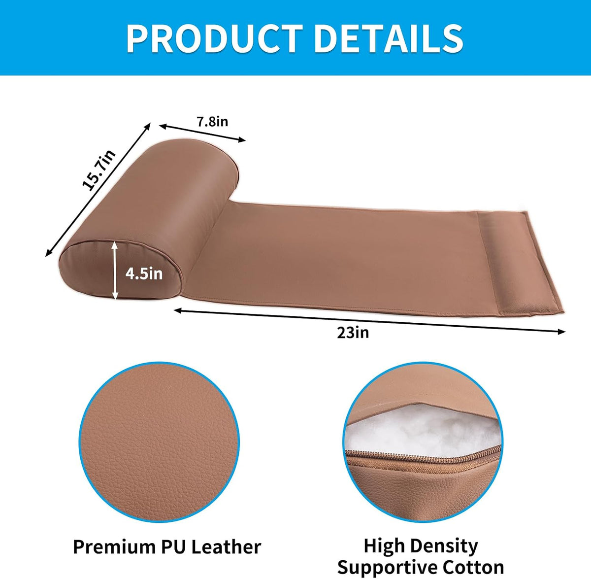 youfi leather recliner headrest pillow with self-stabilizing weighted shown in use