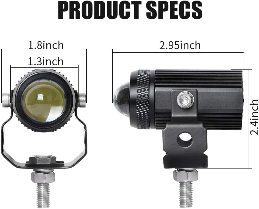 exzeit led driving light for motorcycle, high low, close-up detail
