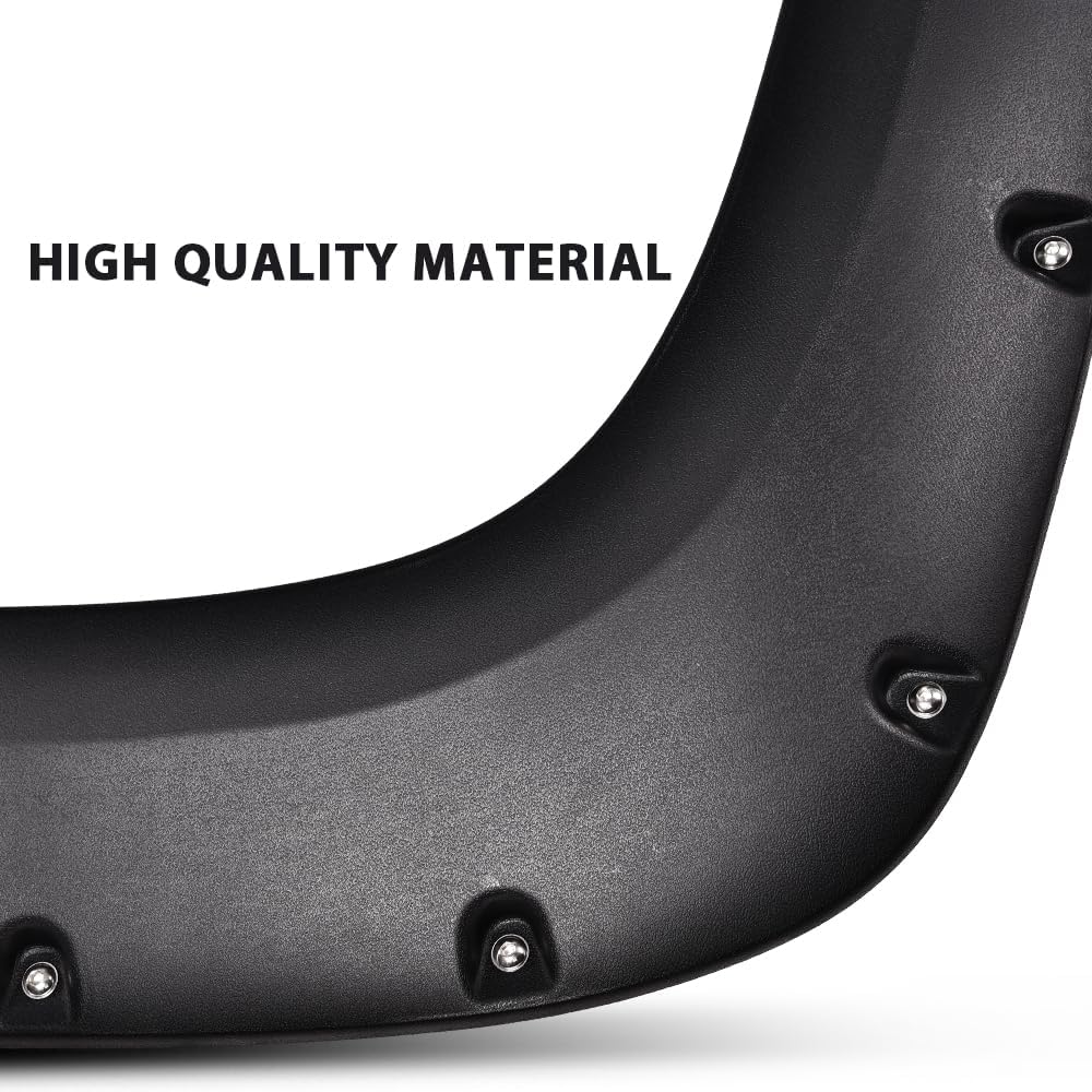 CROSSDESIGN Fender Flares Fit 2007-2013 Chevy Silverado 1500 2500HD 3500HD 6.5' 8' Bed, UV Resistant Factory Style Black Wheel Flares Cover Wheel Well Rust, 4 Pieces Kit Exclude Dually & GMC Sierra
