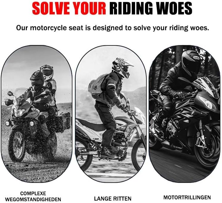 Motorcycle Seat Cushion for Yamaha XT 250 1980-2024, Gel Seat Pad with Breathable Cover, Long Distance Riding Comfort Vibration Reduction