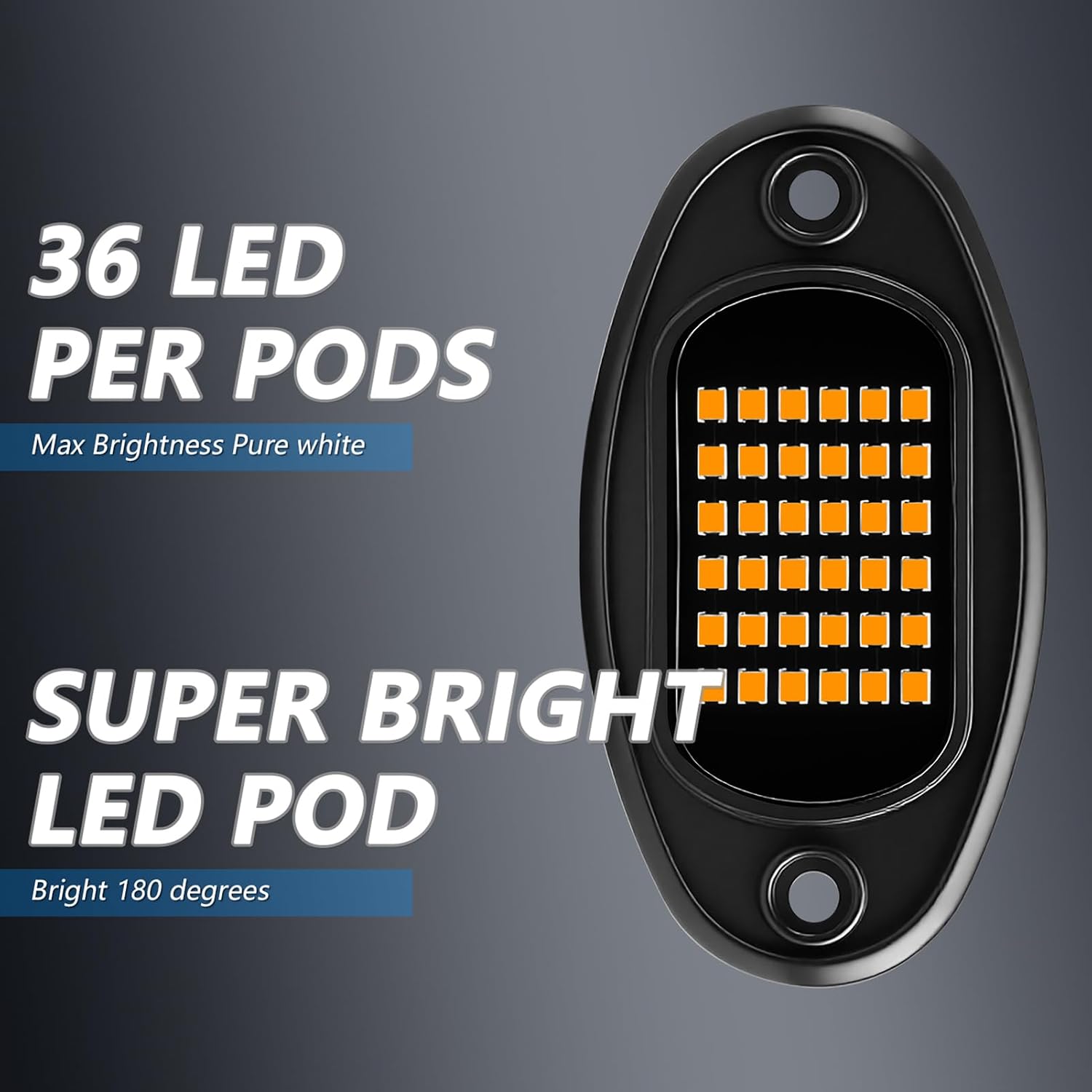 Tomshine 36 LEDs Underglow Lights, 8-Pack Rock Lights with IP68 Water Resistance, Easy Installation for Car Underglow Light, Enhance Style and Safety (Yellow Light)