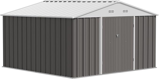 JUMMICO 10 x 10 FT Outdoor Storage Shed, Large Metal Garden Shed & Tool Sheds - Image 6