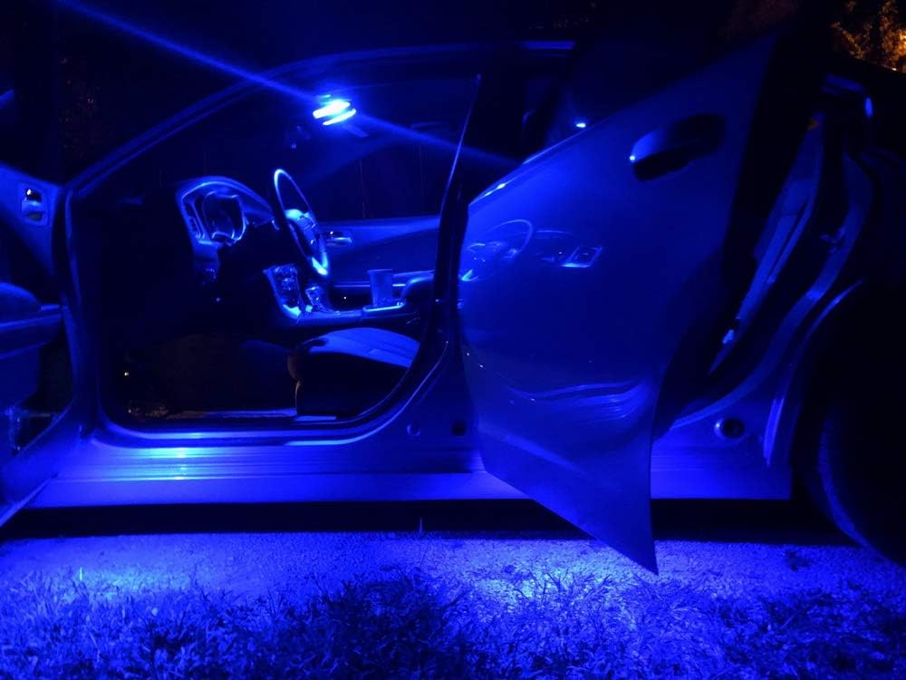 iJDMTOY 12-SMD-3528 1.72-in 43mm 211-2 212-2 214-2 561 Rigid Loop Festoon LED Bulbs for Car Side Door Courtesy Lights, Ultra Blue