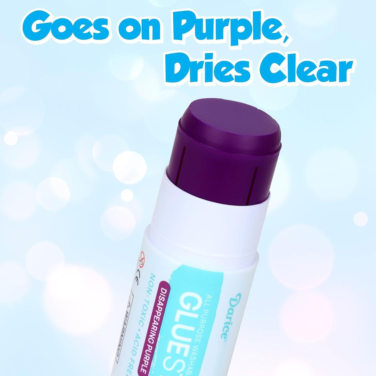 darice giant disappearing purple glue sticks, large 115-gram on a desk or shelf