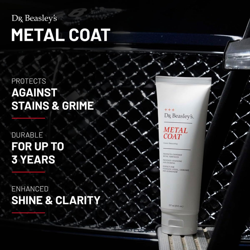 Dr. Beasley's Metal Coat- 8 oz, Restores Reflective Gloss, Prevents Oxidation, Compatible with Exposed Metal, Chrome, and Stainless Steel Appliances