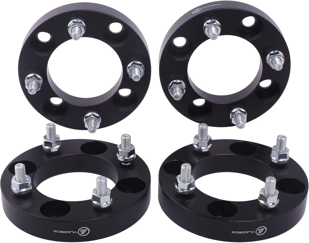 Black Forged 4x4 Wheel Spacers 1 Inch with M12x1.25 Studs Compatible with Yamaha Golf Cart (4x101.6 Bolt Pattern 68.5mm Center Bore) - Pack of 4