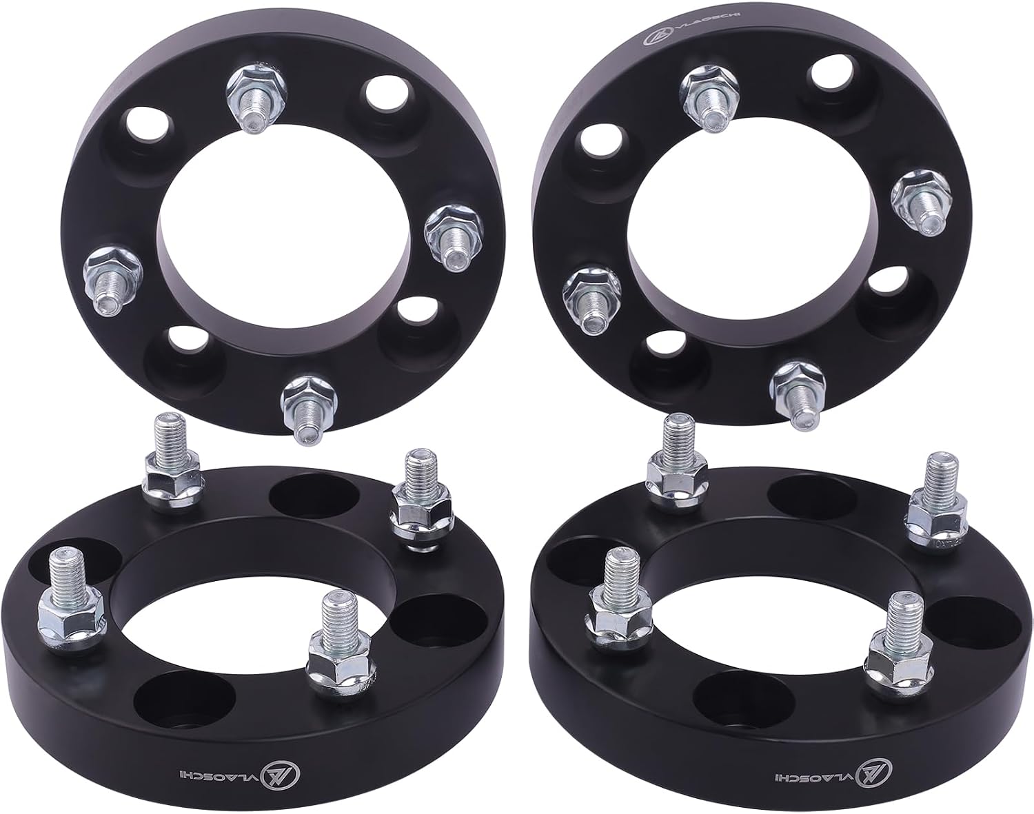 Black Forged 4x4 Wheel Spacers 1 Inch with M12x1.25 Studs Compatible with Yamaha Golf Cart (4x101.6 Bolt Pattern 68.5mm Center Bore) - Pack of 4