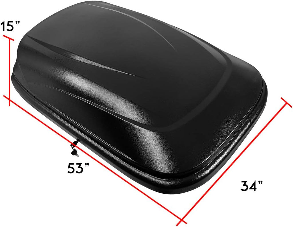 Heavy Duty Rooftop Cargo Carrier ABS Lockable Car Roof Rack Cargo Carrier, Capacity 110 LBS, 53 X 34 X 15 Inches, Black