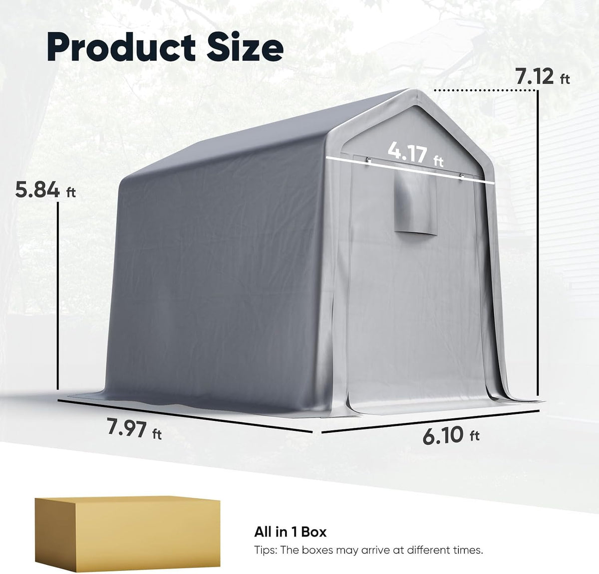 quictent 6x8ft small storage shelter portable shed with shown in use