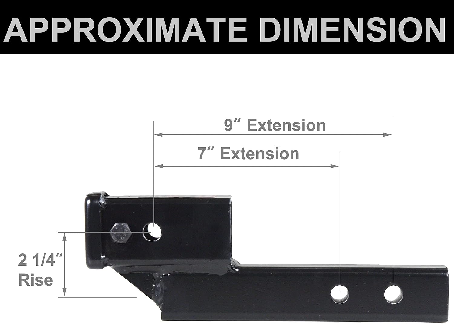 864121 Trailer Hitch Riser With 2.25 Inch Rise/Drop for 2 Inch Receiver Extension, Solid Shank, Pin Kit Included