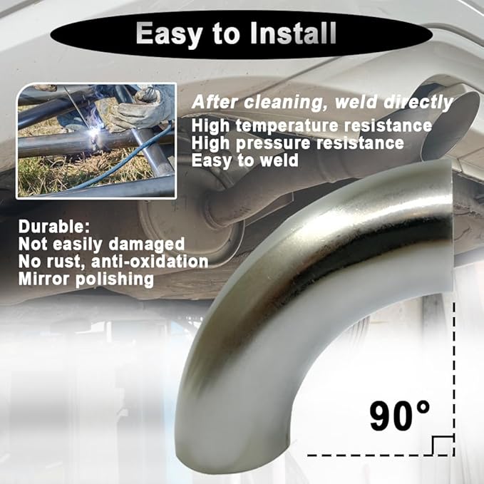 OD 1 Inch 90 Degree Stainless Steel Bend Tube 1” Exhaust Elbow Pipe - Image 4