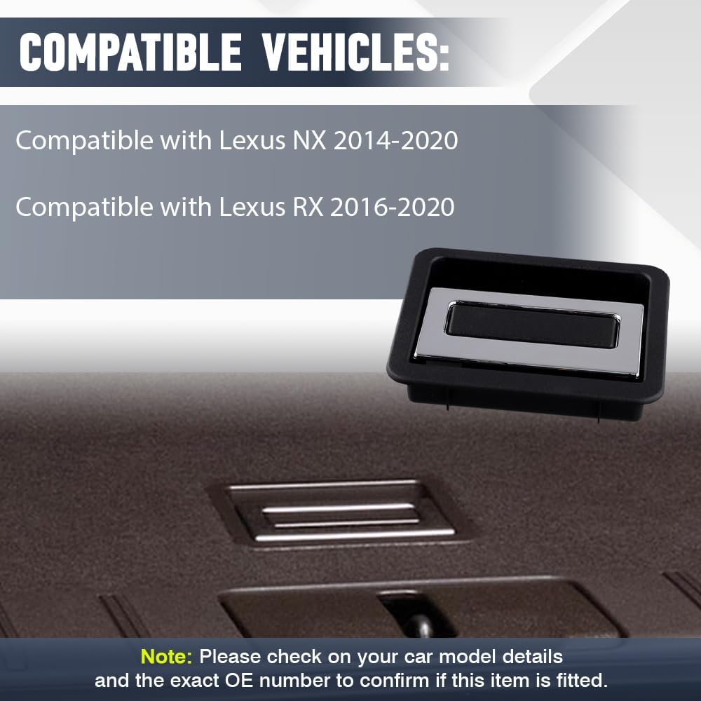Riloer Trunk Floor Handle, Replaces 58470-78020-C0, 58470-78020, Compatible with Lexus NX 2014-2020, Compatible with Lexus RX 2016-2020, Black and Silver Plastic, 1 pc (Rear)