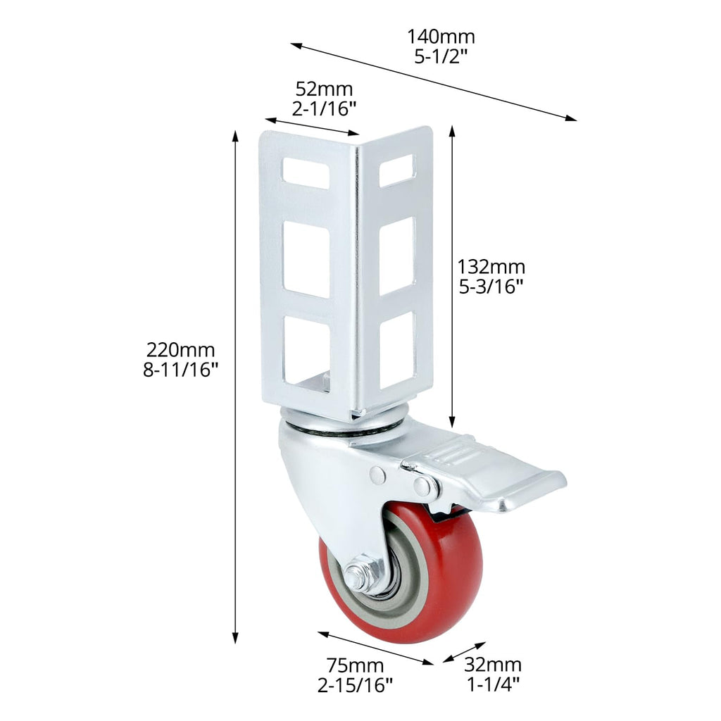 qwork 3" caster wheels for boltless shelving –, close-up detail
