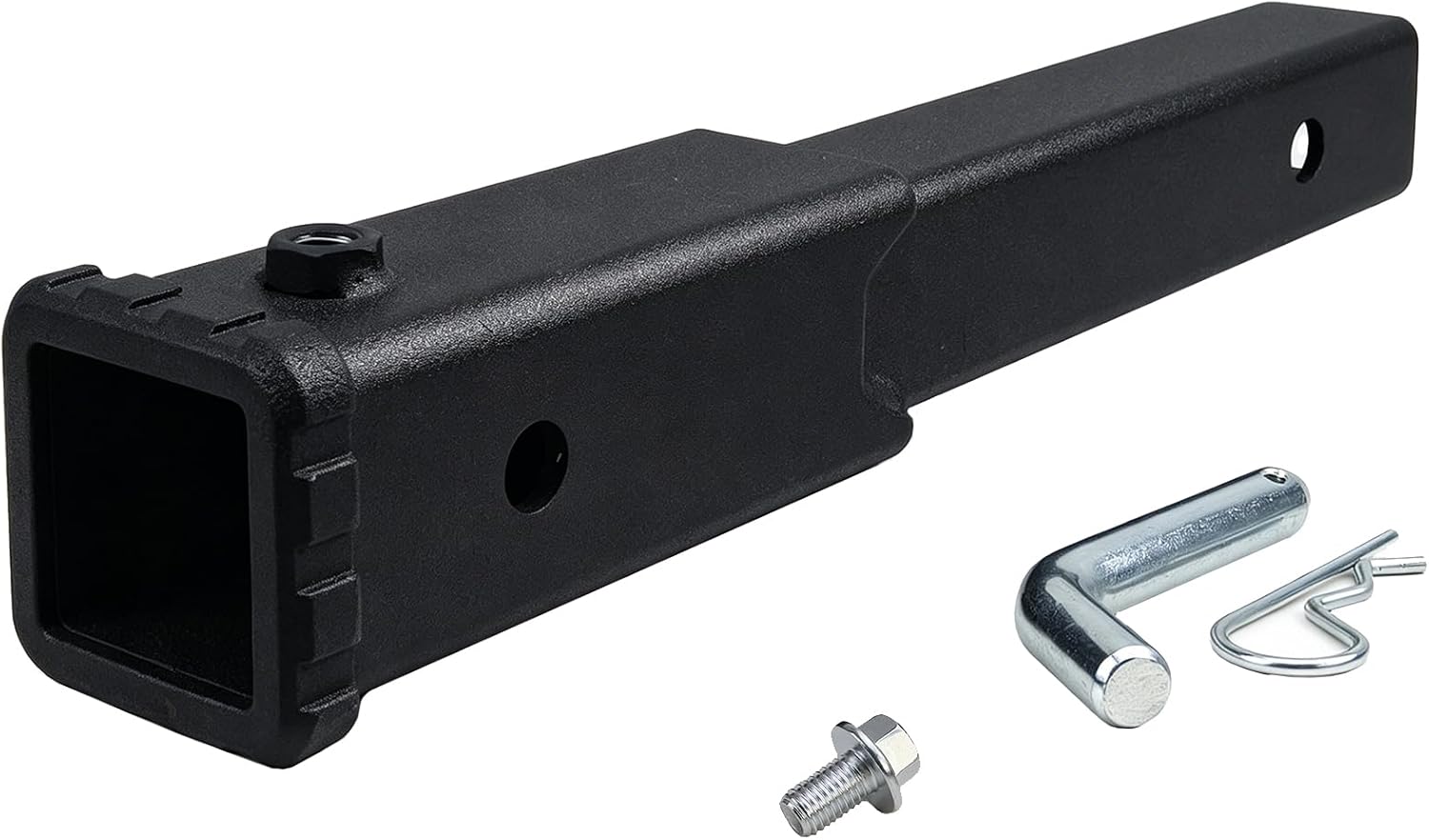 Trailer Hitch Extender 12 inch Extension, Fits 2 Inch Receiver | Matte Black Anti-Rattle Bolt Pin and Clip Included