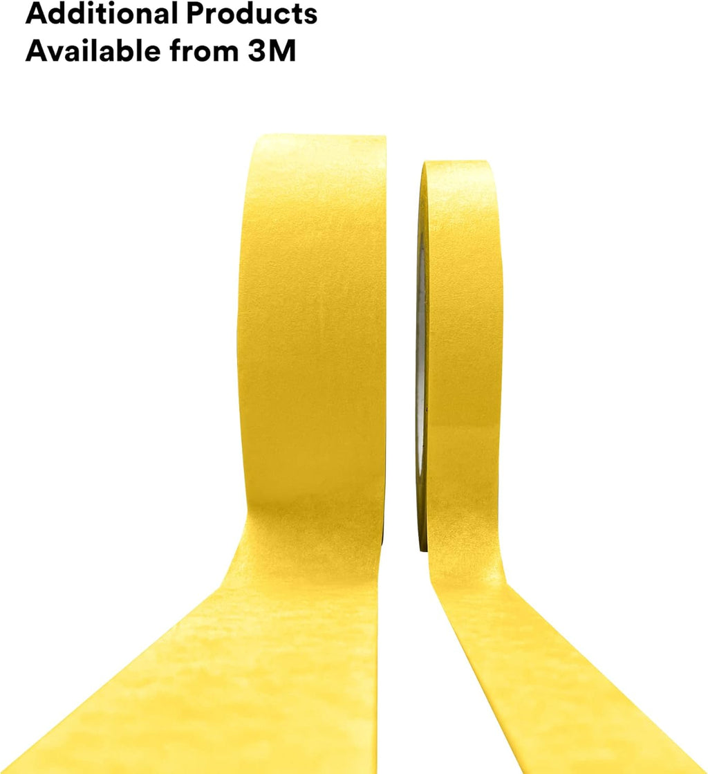3M Automotive Refinish Masking Tape 06653, 388N, Yellow Color, Water Resistant, Multi-Purpose, 24 mm x 55 m
