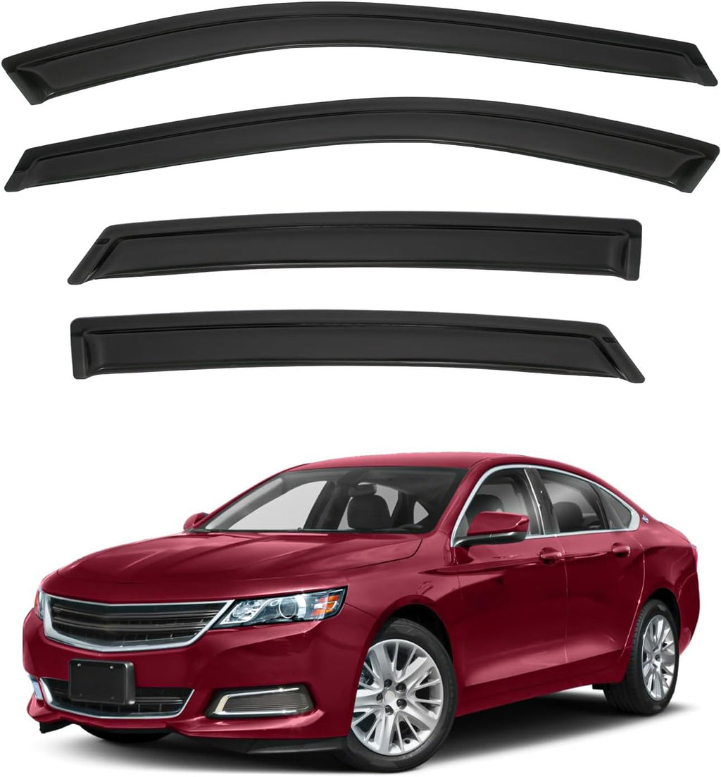 4pcs Front+Rear Smoke Tint Sun/Rain Guard Outside Mount Tape-On Vent Window