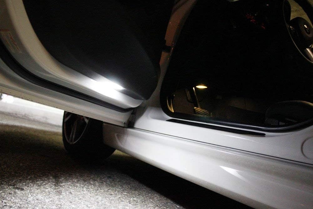 iJDMTOY Xenon White LED Step Courtesy Lights Compatible With BMW E39 5 Series, E53 X5, Z8, Powered by 3W 18-SMD LED Lights, Replace OEM Footwell, Side Door Lamps