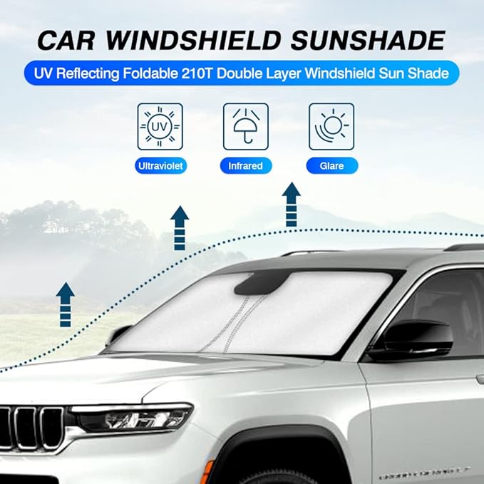 KUST Windshield Sun Shade for 2021-2024 2025 Jeep Grand Cherokee/Grand Cherokee - Image 2