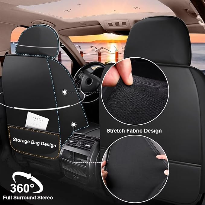 Car Seat Cover Fit for Toyota Camry 2012-2025 Full Set Faux Leather Breathable - Image 3