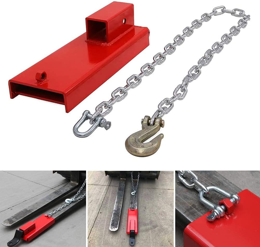 ELITEWILL Forklift Trailer Hitch Attachment, 2" Forklift Hitch Attachment Receiver Industrial Pallet Forks Towing Adapter with Safety Chain Heavy Duty for Warehouse Construction Farm