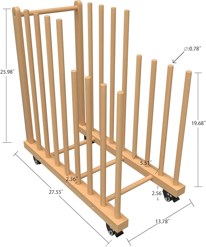 Art Storage Rack with Handle&Caster Wheels, Wooden Art Canvas Storage Stand - Image 5