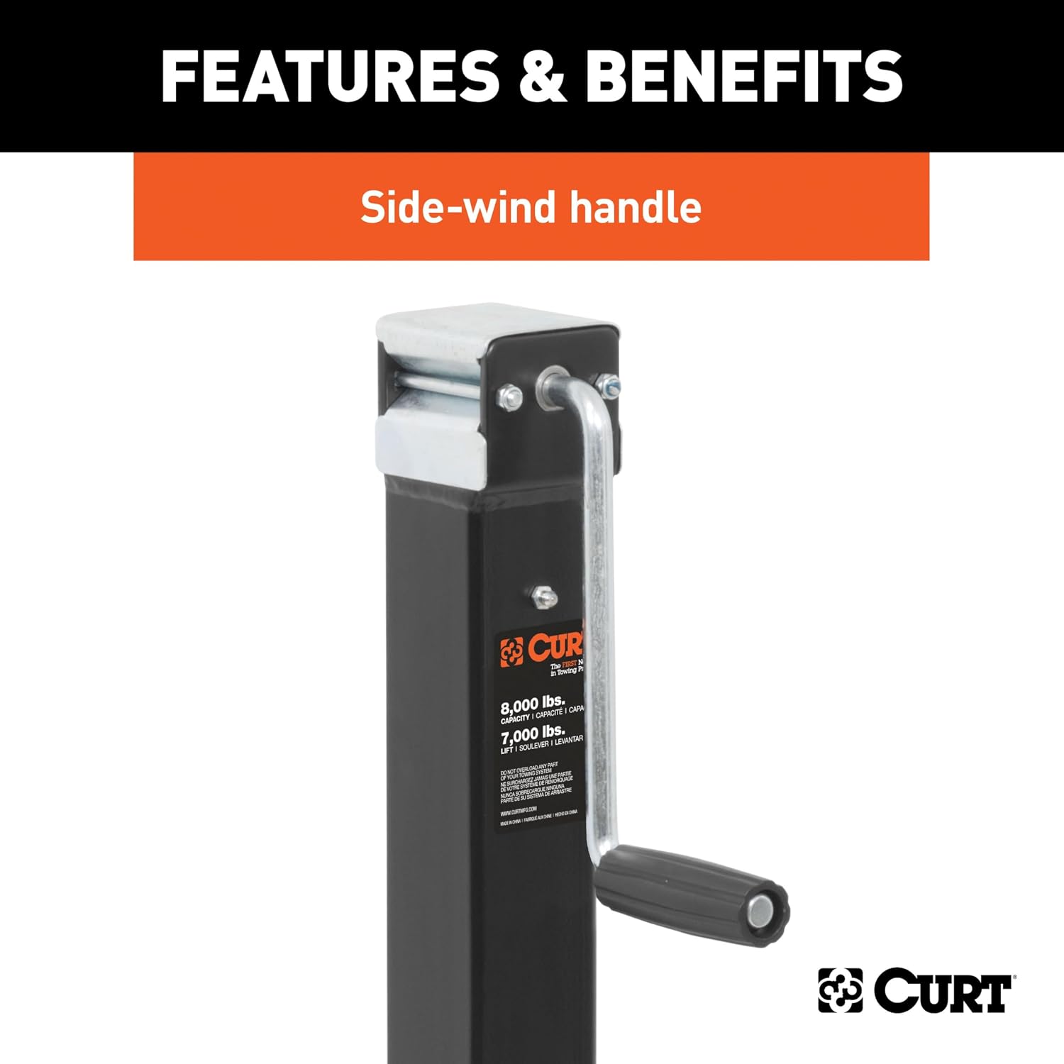 Curt 28575 Side Wind Heavy Duty Drop Leg Jack