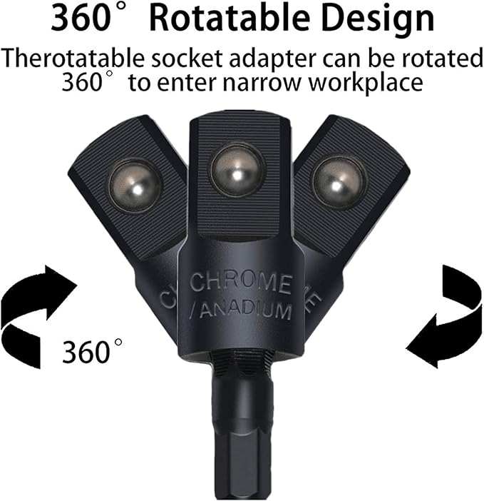 105 Degree Right Angle Drill Adapter Set, 1/4-1/2 Inch Socket Adapters - Image 5