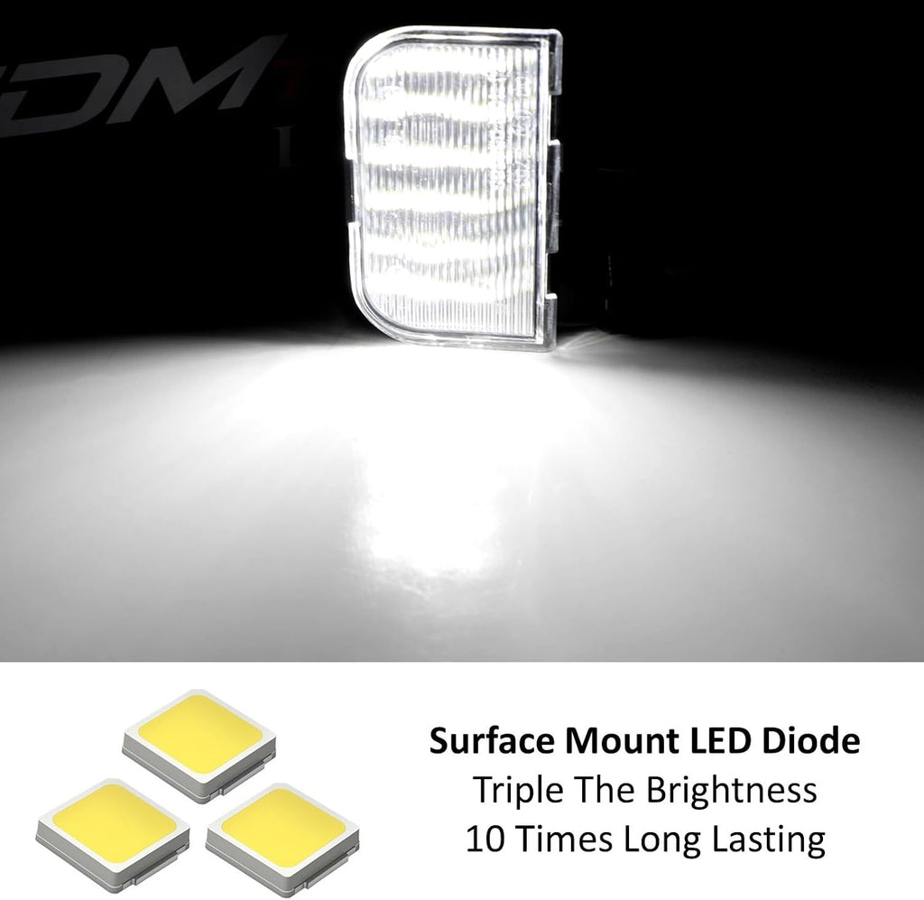 iJDMTOY Super Bright White 18-SMD Full LED Under Hood Light w/5ft Power Cord Harness Compatible With Chevy/GMC Silverado/Sierra, Suburban/Tahoe Avalanche Trailblazer Yukon Envoy; Cadillac Escalade