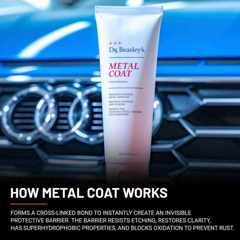 Dr. Beasley's Metal Coat- 8 oz, Restores Reflective Gloss, Prevents Oxidation, Compatible with Exposed Metal, Chrome, and Stainless Steel Appliances