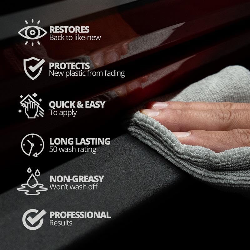 CERAKOTE Rapid Ceramic Plastic Restorer and Protectant Spray - 14 oz - 50+ Wash Rating - Restores Faded Black Trim and Bumpers - Non-Greasy Formula for Cars and Trucks